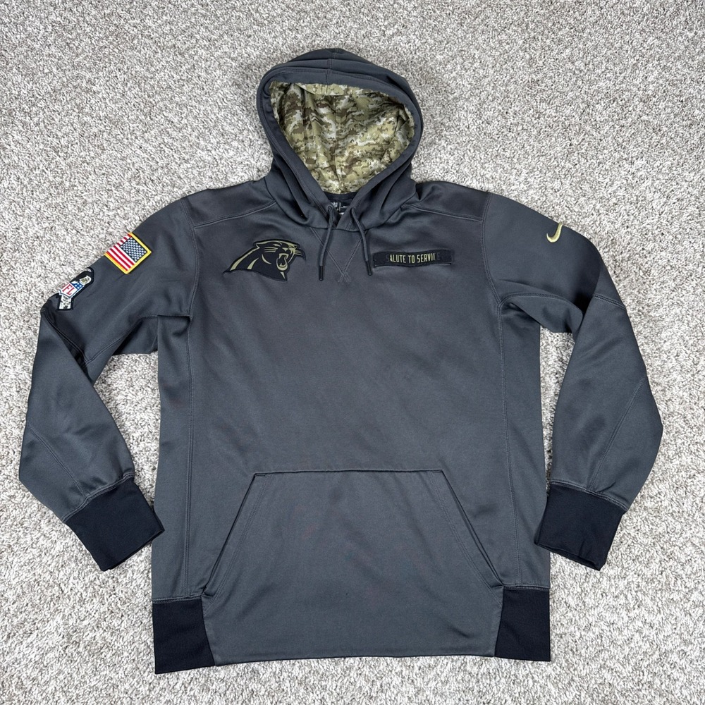 Carolina Panthers Hoodie Mens Medium Gray Nike Salute to Service Camo